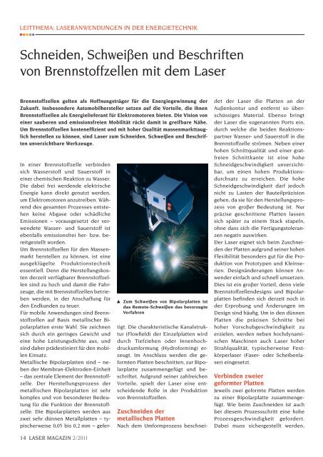 Schneiden, Schweißen und Beschriften von ... - Laser Magazin