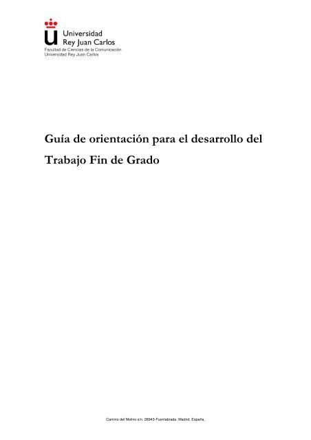 Guía de orientación para el desarrollo del Trabajo Fin de Grado