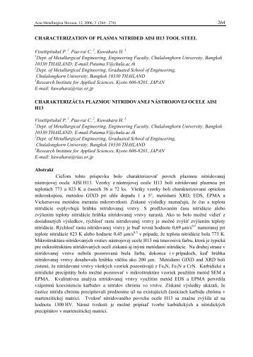 CHARACTERIZATION OF PLASMA NITRIDED AISI H13 TOOL STEEL