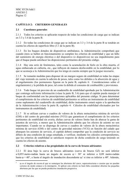 OMI COMITÃ DE SEGURIDAD MARÃTIMA 85Âº periodo de sesiones ...