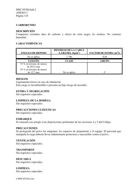 OMI COMITÃ DE SEGURIDAD MARÃTIMA 85Âº periodo de sesiones ...