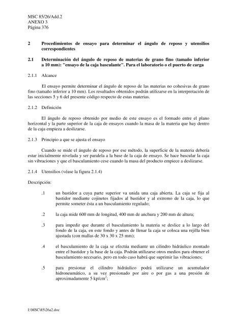 OMI COMITÃ DE SEGURIDAD MARÃTIMA 85Âº periodo de sesiones ...