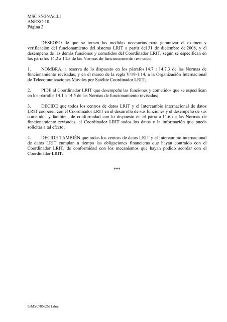 OMI COMITÃ DE SEGURIDAD MARÃTIMA 85Âº periodo de sesiones ...