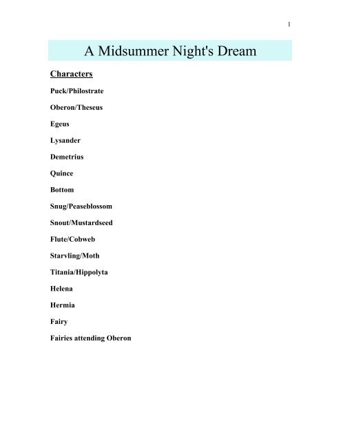 A Midsummer Night's Dream