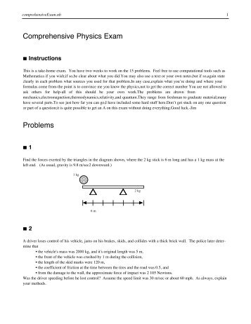 Comprehensive Physics Exam Problems