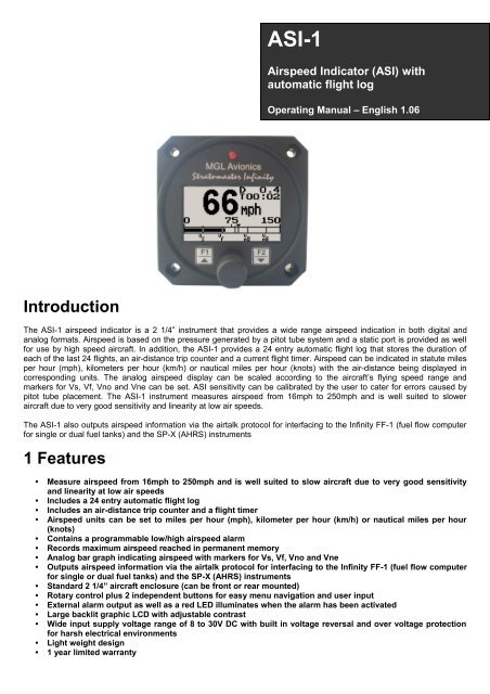 ASI-1 Manual - MGL Avionics