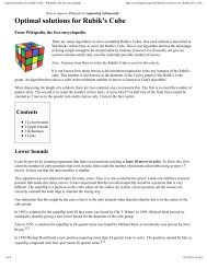 Optimal solutions for Rubik's Cube - Computer Science @ Marlboro