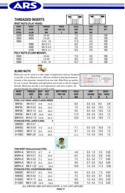 Entire Catalogue - AUSTRALIAN RIVETING SUPPLIES PTY. LTD