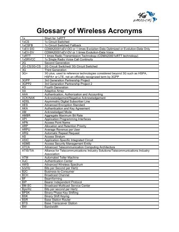 Glossary of Wireless Acronyms - 4G Americas