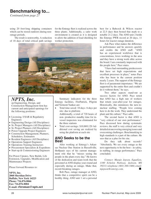 Nuclear Plant Journal Outage Management ... - Digital Versions