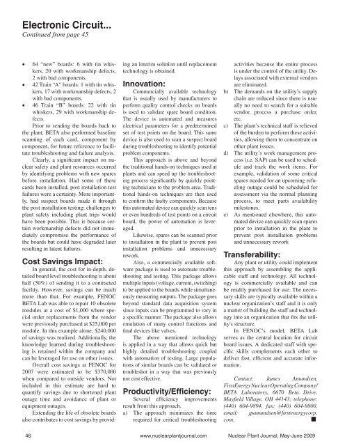 Nuclear Plant Journal Outage Management ... - Digital Versions