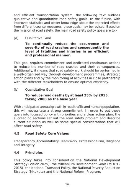 National Road Safety Policy of 2009 - Uwaba.or.tz