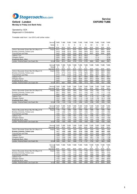 oxford tube london to oxford timetable