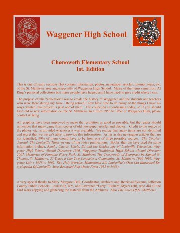 Chenoweth Elementary School, 1st. Edition - RingBrothersHistory.com