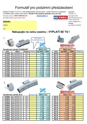 FormulÃ¡Å pro podzimnÃ­ pÅedzÃ¡sobenÃ­ - DD PNEU