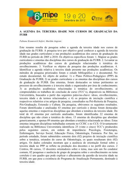 A PRÁTICA DE ATIVIDADES E EXERCÍCIOS FÍSICOS REALIZADOS POR IDOSOS QUE  FREQUENTAM UM PROGRAMA MUNICIPAL DE CONVIVÊNCIA E O PAPEL DO PROFISSIONAL  DE EDUCAÇÃO FÍSICA NESSE CONTEXTO