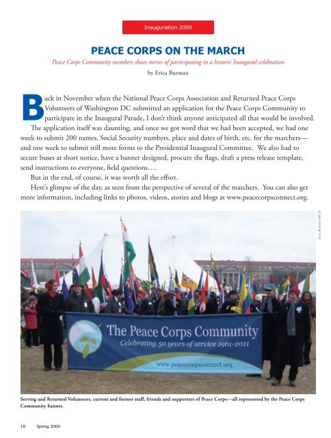 special issue: inauguration 2009 - National Peace Corps Association