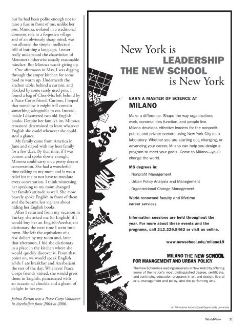 special issue: inauguration 2009 - National Peace Corps Association