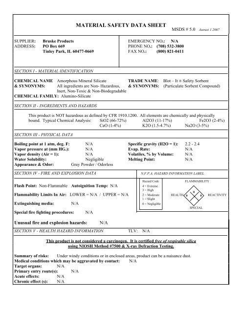 18-190 - Blot-It, Absorbent Compound - Mill Supply, Inc.