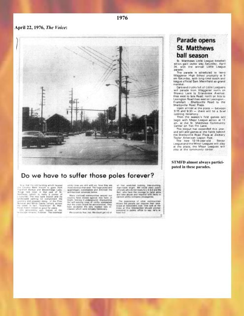 St. Matthews Fire Protection District 1976 - RingBrothersHistory.com