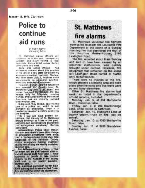 St. Matthews Fire Protection District 1976 - RingBrothersHistory.com