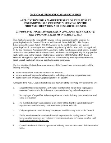 PERC Council Application - National Propane Gas Association