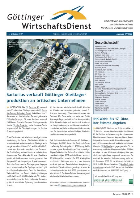 Sartorius verkauft Göttinger Gleitlager - LMC Logistik ...