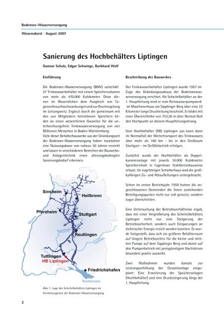 Sanierung des HochbehÃ¤lters Liptingen - Zweckverband Bodensee ...