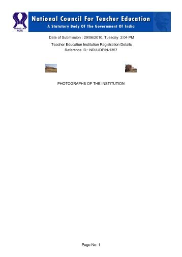 Page No: 1 Date of Submission : 29/06/2010, Tuesday 2:04 ... - NCTE