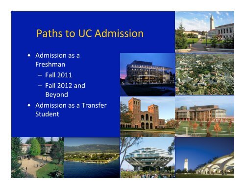 Navigating the UC Admission Process - Bishop O'Dowd High School