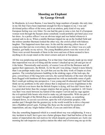 George Orwell: To Shoot an Elephant (PDF)