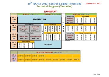 10 IBCAST 2013: Control & Signal Processing Technical Program ...