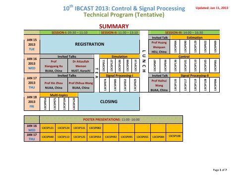 10 IBCAST 2013: Control & Signal Processing Technical Program ...