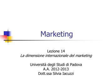 Marketing internazionale - Lettere e Filosofia - UniversitÃ  degli Studi ...