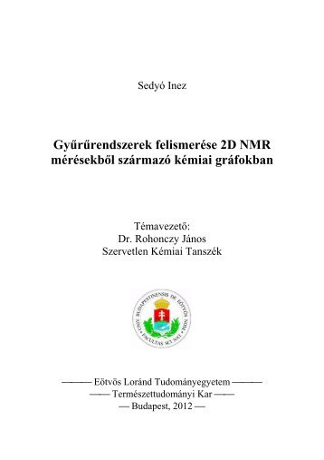 Sedyó Inez - Szervetlen Kémiai Tanszék - Eötvös Loránd ...
