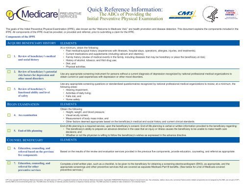 Medicare Preventive Services Quick Reference Information: The ...