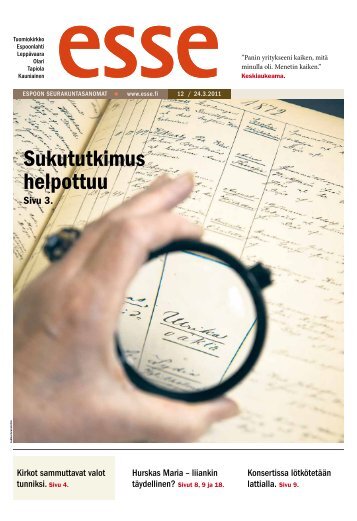 Esse 12/2011 (pdf) - Espoon seurakuntasanomat