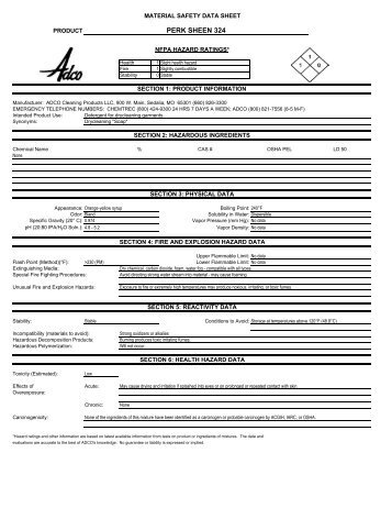 MSDS Perk Sheen - FabriClean Supply