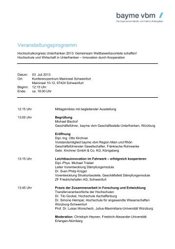 Hochschulkongress Unterfranken am 03.07.2013 - Universität ...