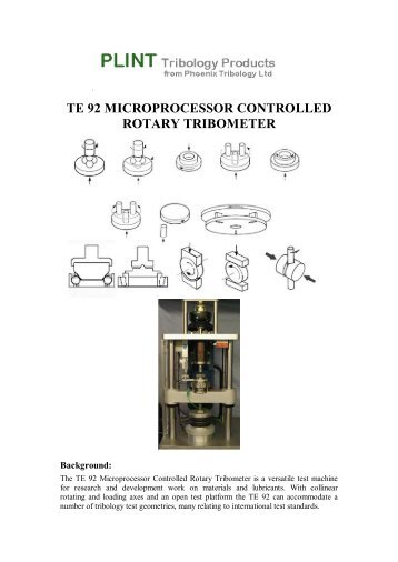 te 92 microprocessor controlled rotary tribometer - Phoenix ...