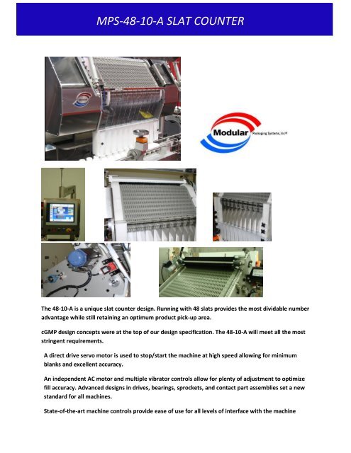 MPS-48-10-A SLAT COUNTER - Modular Packaging Systems, Inc.