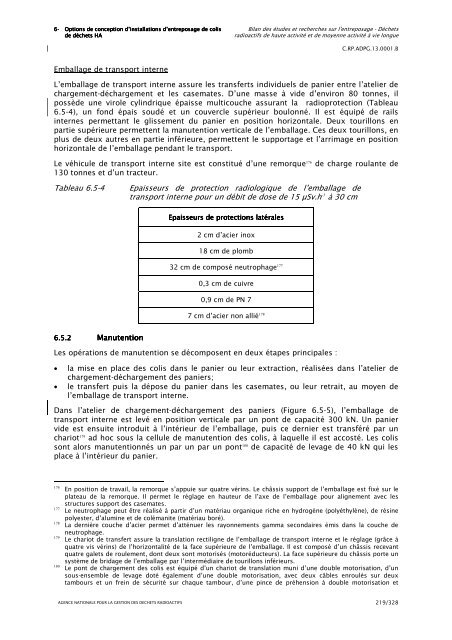 Bilan des Ã©tudes et recherches sur l'entreposage