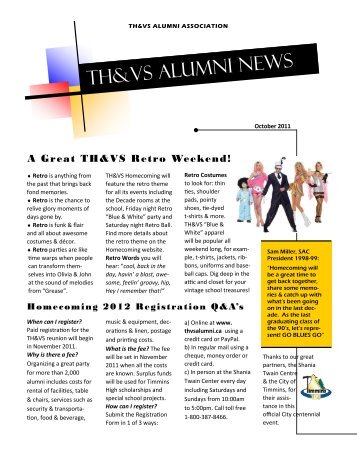 TH&VS Alumini newsletter - Thvsalumni.ca