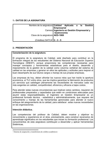 Calidad aplicada a la Gestión Empresarial - Instituto Tecnológico de ...