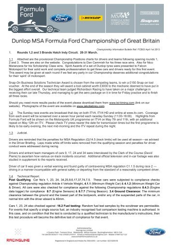 FCB03 post-BH FF Championship Information - British Formula Ford