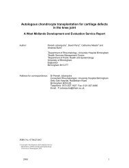 Autologous chondrocyte transplantation for cartilage defects in the ...