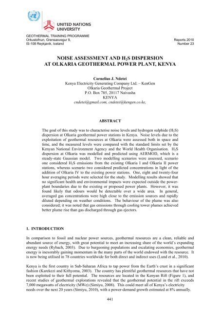 noise assessment and h2s dispersion at olkaria ... - Orkustofnun