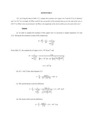 (a) Using the data in Table 12.1, compute the resistance of a copper ...