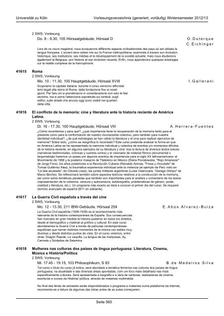 Romanistik - KOOST - Universität zu Köln