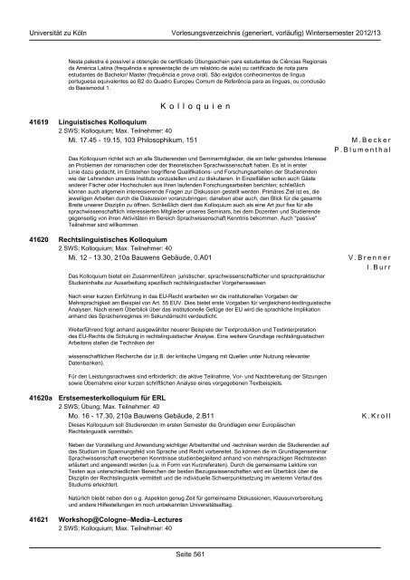 Romanistik - KOOST - Universität zu Köln